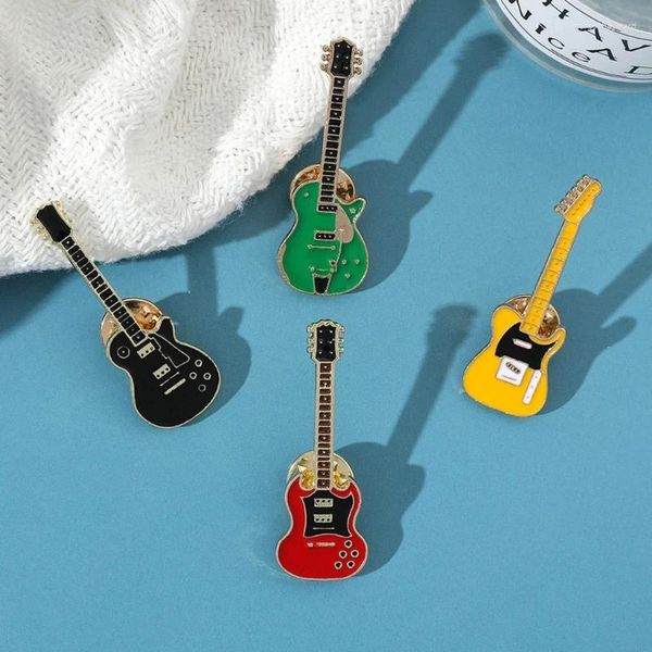 Broschen Pack von 4 Musikinstrumenten Abzeichen Cartoon Gitarren -Lappel -Pins Festival Accessoires für Mantelhut