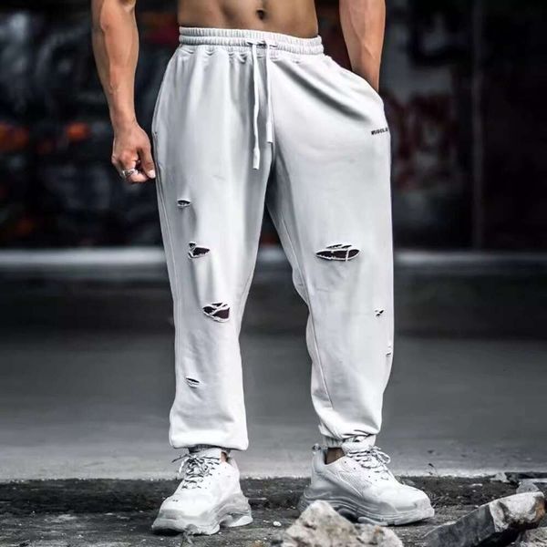 Nuovi jogger da uomo pantaloni fitness sport grigi per la buca da basket da corsa da uomo che rompe la guardia di marca alla moda