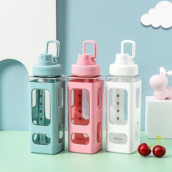 Wasserflaschen Kawaii Pastellflasche 700 ml Shaker mit Aufkleber Süßes Plastik Tee Milch tragbares Getränk für Mädchen und Kind