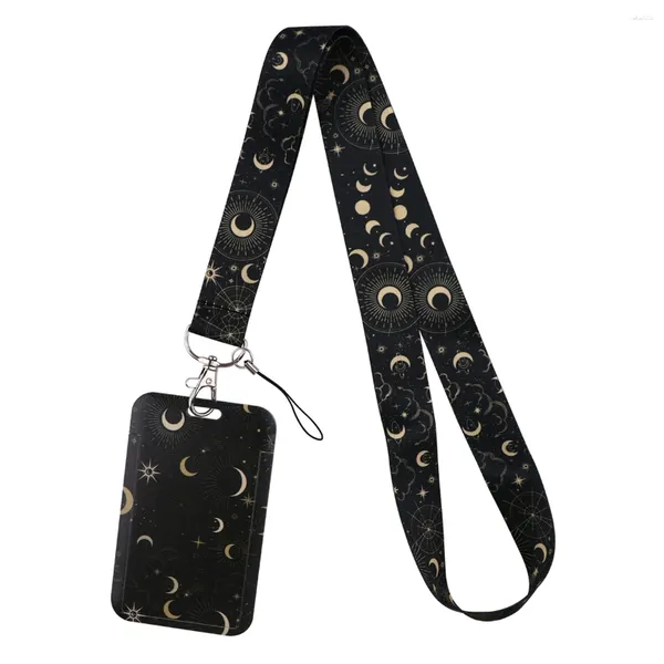 Keechchains Star and Moon Neck Cint Cink Panyard per Key Id Card Telefall Gym Telemale Distintivo di badge USB Hang Hang Keyring Accessori per calcoli