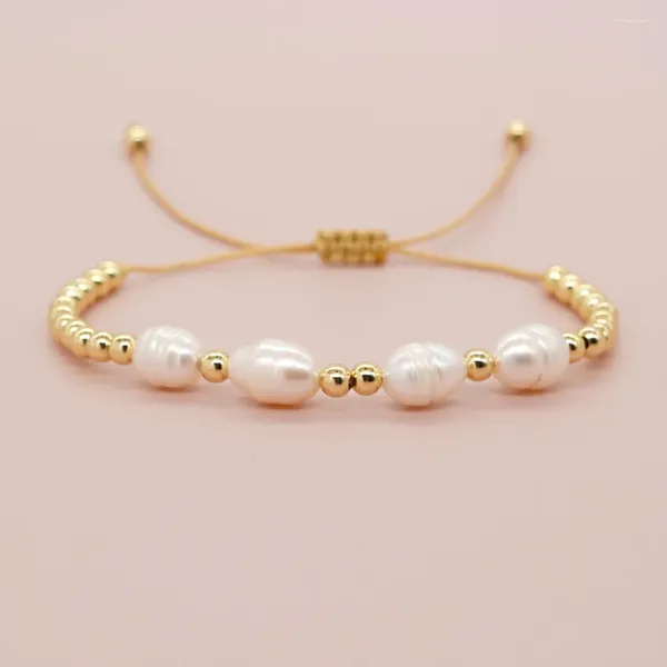Bracelets de link insere nicho design coreano Light Luxury Style Importado Retter Retter Copper Bead Bracelet Barroce Freshwater Pearl Women's