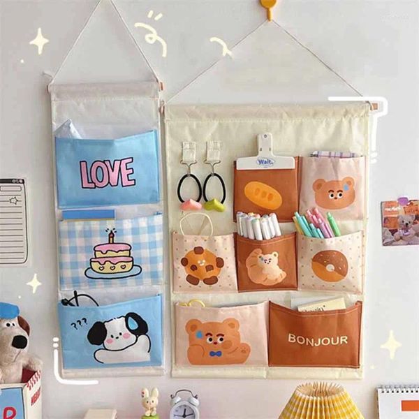 Aufbewahrungstaschen Home Decor Bag Kawaii Hanges süße Nachttür zurück Schrank Organizer Pink Desk