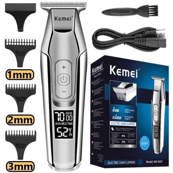 Электрические бритвы Kemei Professional Hair Clipper Beard Trimmer для мужчин Регулируемая SPD Светодиодные цифровые волосы Clipper Clippers Electric Razor T240507