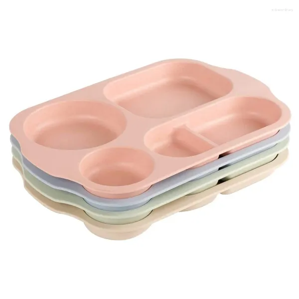 Set di stoviglie set di piatti per la cena di 4 piastre divise 5 scomparti posate in plastica per adulti per bambini a microonde e lavastoviglie