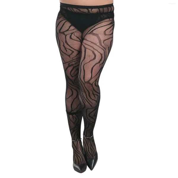 Mulheres meias lingerie nua meias calça -calça de calça de pesca moda menina tatuagem sexy tatuagem lace corporal picture jacquard hollow