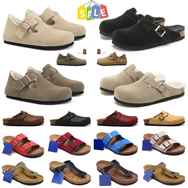 Sandálias de grife chinelas de pé de banheiro macios macios Bostons Slippers Sandal Slides Mens slide entupimento masculino mulheres mulheres preto camurça branca plataforma de fivela de couro