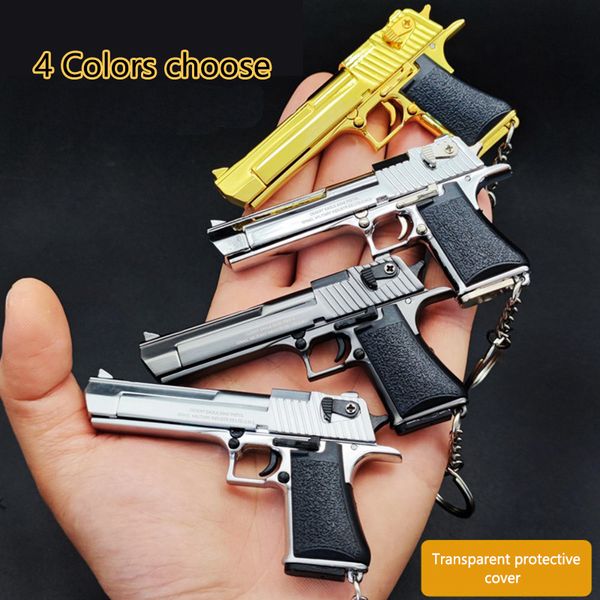 4 cores Modelo de metal completo Toy Pingents Pingents Desert águia liga pistola Pistol Keychain Ring Gun Fake Incretable Bag Acessórios Pingente Gift 044