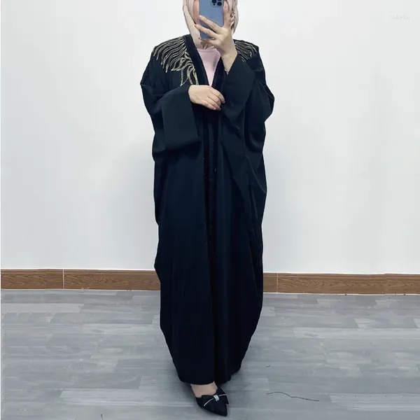 Roupas étnicas feminino Manomotor muçulmano Mangas de morcego Middle Oriente Dubai Dubai Bordado Bordado Cardigan Robe para mulheres