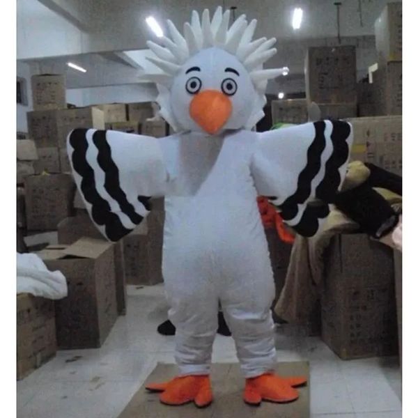 2024 Взрослый размер белый птичий талисман талисман костюм Хэллоуин карнавал унисекс взрослый наряд костюм.