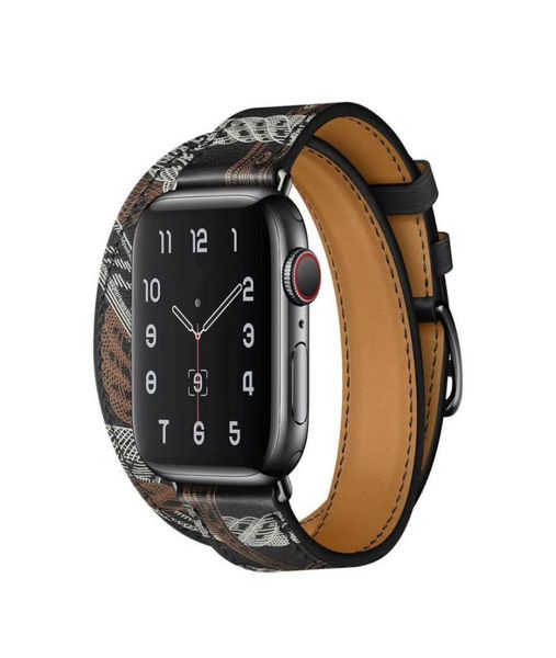 Nova pulseira de loop duplo para banda de relógio Apple 38mm 40mm 42mm 44mm de couro genuíno de couro para iwatch Series 2 3 4 5 Strap com B3024599