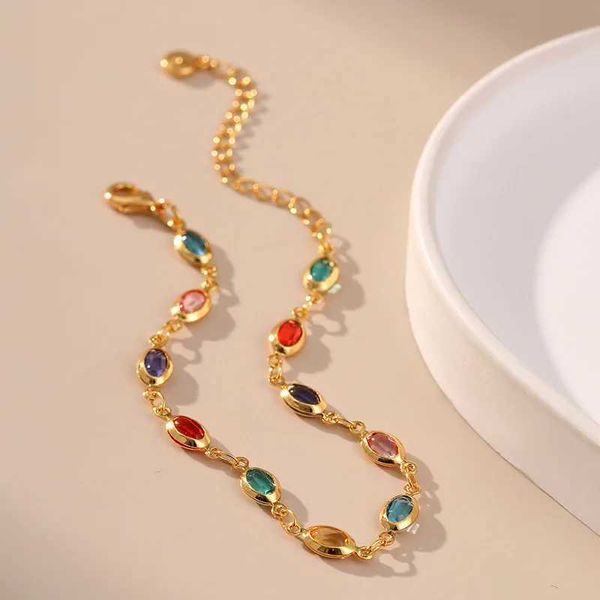 Catena esotica color acrilico ovale con perline di perline bracciale 18k oro a catena placcata turistica marittima di gioielli per braccialetti commemorativi j240508