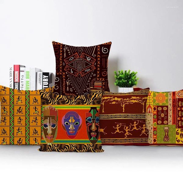 Kissen afrikanische Malerei Kunstabdeckungen exotischer Stil Kissenbezug dekorative Abdeckung für Sofa -Auto -Heimdekoration