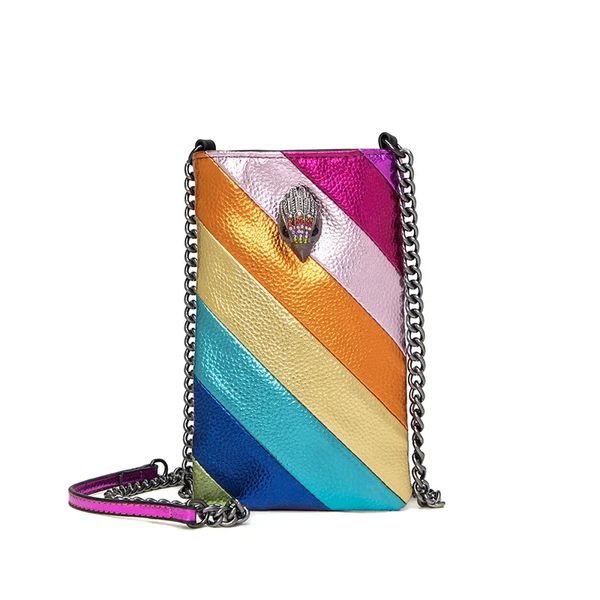 Kurt Geiger Designer Omuz Çantası 2024 Yeni Moda Gökkuşağı Stripes Zincir Crossbody Cep Telefon Çantaları Mini Sevimli Para Çanta