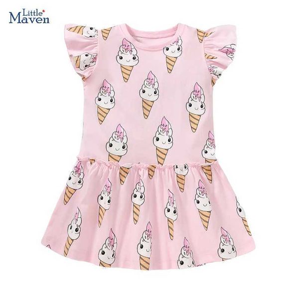 Vestidos de menina Little Maven Childrens Clothing Princess Dress It Printed Summer Dress Pretty Baby Girls 2024L2405