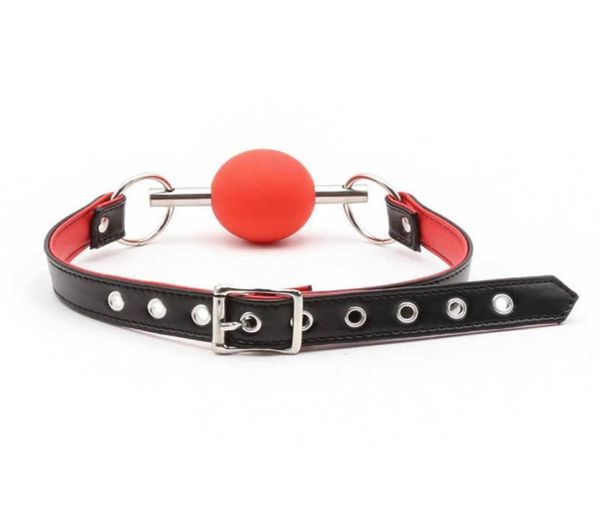 2022 aduldshop silicon offen Mund Gag Ball Metall Stange PU Lederband BDSM Slave Bondage -Einschränkungen für Frauen Paare 210722109791709080