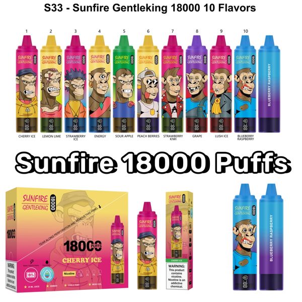 Barra solar de fogo solar 18000 bufks plug bufk 18k Vape King Box 18000 Pufos 15000 bang 25ml E suco recarregável 0% 2% 3% 5% 10 sabor com tela inteligente Display