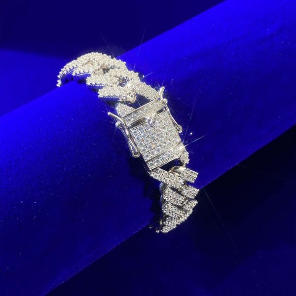 2024 Оптовые белые золотые VVS Moissanite Diamonds 925 Betling Silver Miami Bracelet Cuban Link