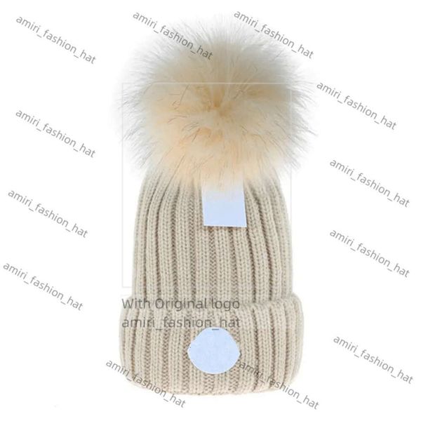 Moncleir Beanie Cap Designer MONCLAIR CHATES CHATES NOVAS MODAS MUNHIAS SENHORAS AONIVOS BEANIA DE INVERNO GRANDE FAL POM POM POM