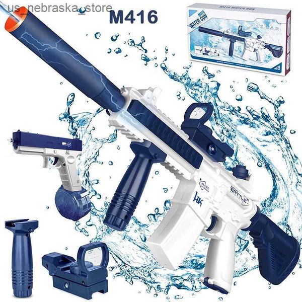 Areia Play Water Fun Divertida M416 Pistola de água elétrica Pistola de ar automática Glock Pool Swimming Party Party Party Toys Outdoor Childrens Gifts Q240408