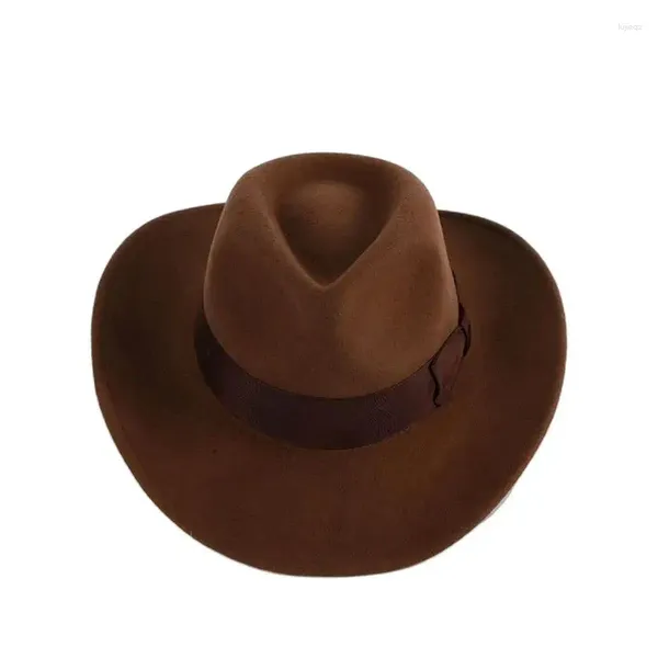 Boinas de lã premium sentiu chapéu de chapéu fora do outdoor de cowboy fedora homens grandes navios de tamanho XL na caixa