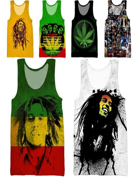 Hoxixib 3D Singer Reggae Singer Bob Vest Fashion Fashion Cool Swim Hip Hop Men Tops che corre camicie da donna Underhirt Shirt 2206139517201