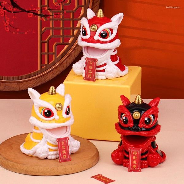 Dekorative Figuren Maskottchen Orament Chinesischer Stil Lucky Dancing Lion Model Solar Powered Home Dekoration Urlaub Geschenke bringen Wohlstand gut