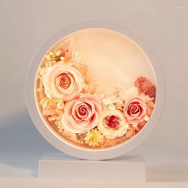 Tischlampen Ewige Blumenlampe Geschenkbox Ornament Leichte Luxus -Bett für Freundin und Hochzeitshandel Einzelhandel