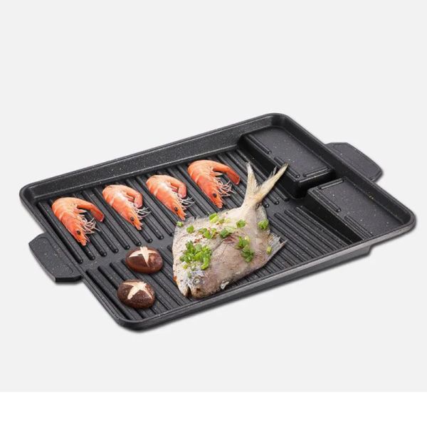 Grills corean grill padella antiaderente panetteria vassoio senza fumo piatto da piano cottura per cucina per esterno da esterno campeggio bbq grigliare