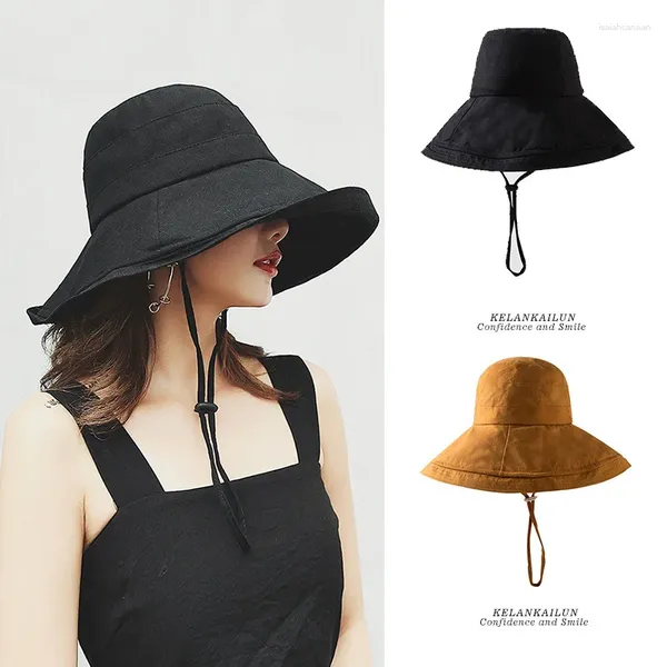 Beretti Versione coreana della Trendy Wild Summer Outing Copertura Suncrena Face Red Big Eaves Fisherman Hat Cuencas de Colors