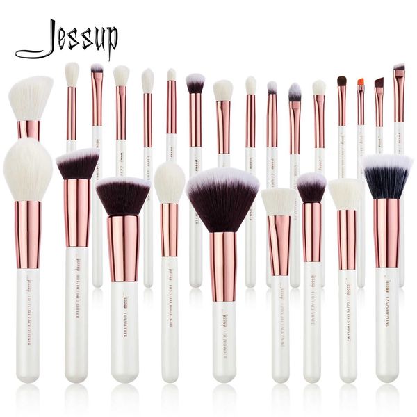 Pincéis de maquiagem Jessup Professional Brush Conjunto 6-25 Base natural em pó sintético pó de marcador branco T215 Q240507