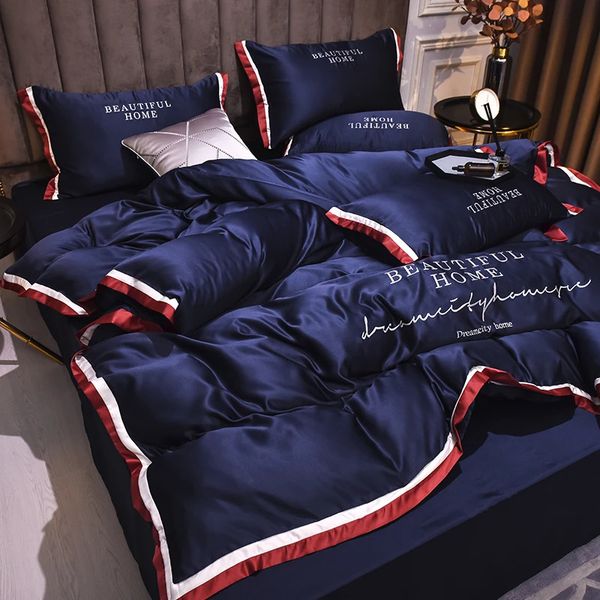 EGW вымытые шелковые постельные принадлежности для дома роскошные пленки льняные льняные кровати.