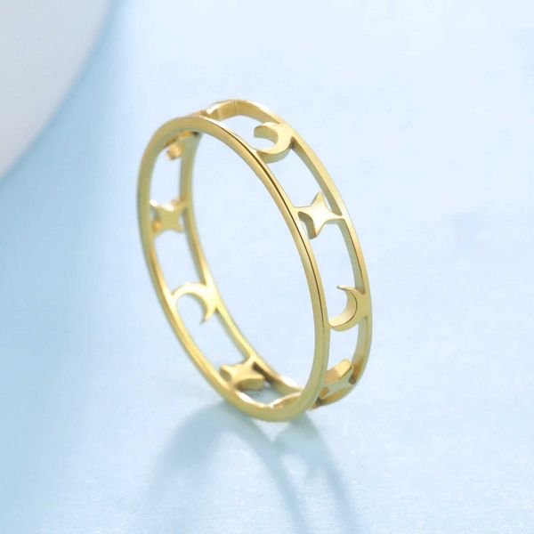 Anéis de casamento Skyrim Novo em Women Moon Star Star Ring Aço inoxidável Boho Band Rings Fashion Jewelry Birthday Gift para amantes amigos atacado