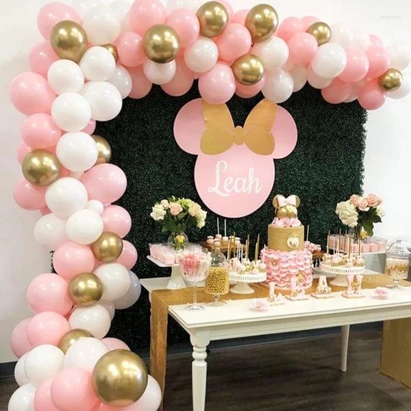 Parti Dekorasyonu 117pcs Pembe Altın Balon Kemeri Beyaz Lateks Air Globos Metalik Çelenk Kiti Bebek Duş Doğum Günü Düğün