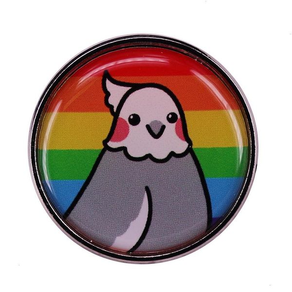Rainbow Cockatiel Pin Spilla LGBT Pride Parrot Badge S002