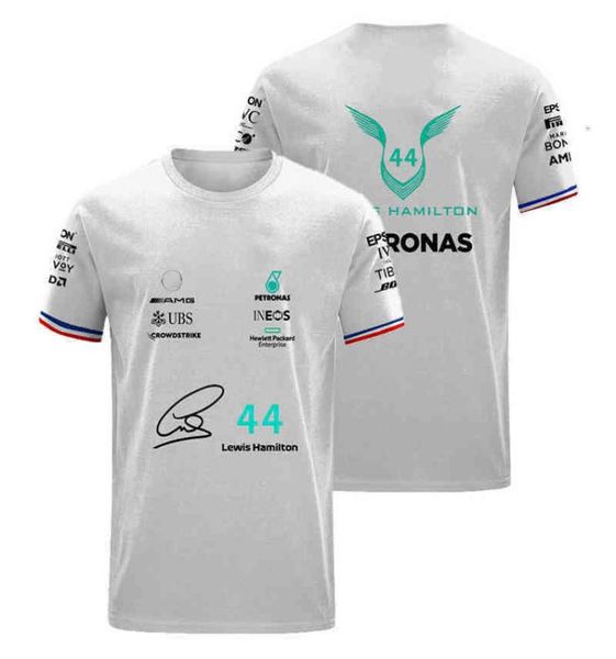 Uma camiseta 44 Lewis Hamilton 63 George Russell Fã de camiseta de verão respirável AMG PETRONAS EDIÇÃO CRIANÇAS CRIONE