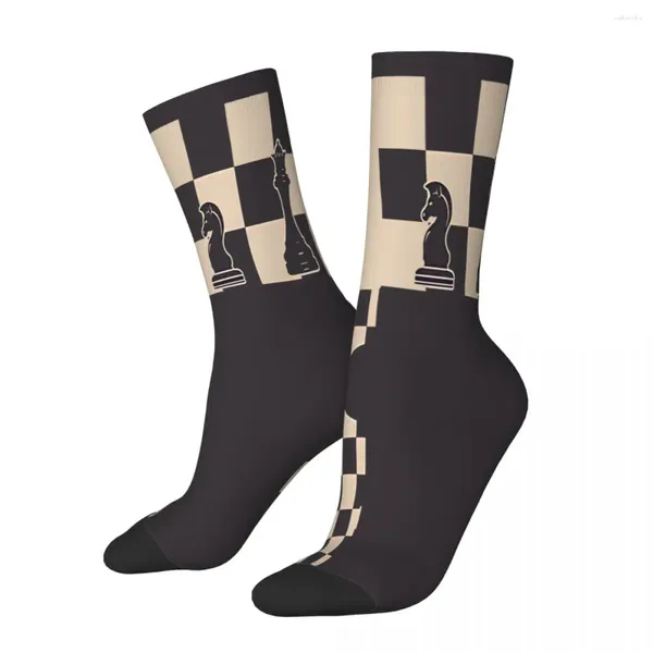Мужские носки шахматы черная настольная игра мужчина мужские женщины осенние чулки напечатаны