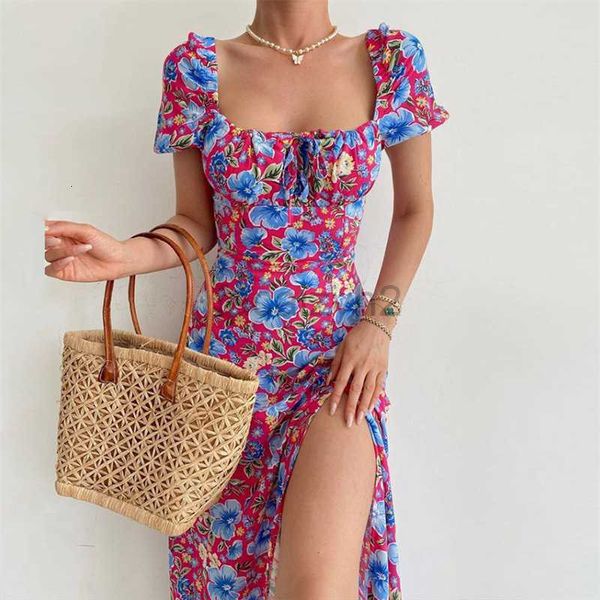 Casual Kleider Designer -Kleid Damen 2024 Sommer neuer Stil eleganter langärmer gedrucktes mittlerer Kleid für Frauen Plus Size Kleider