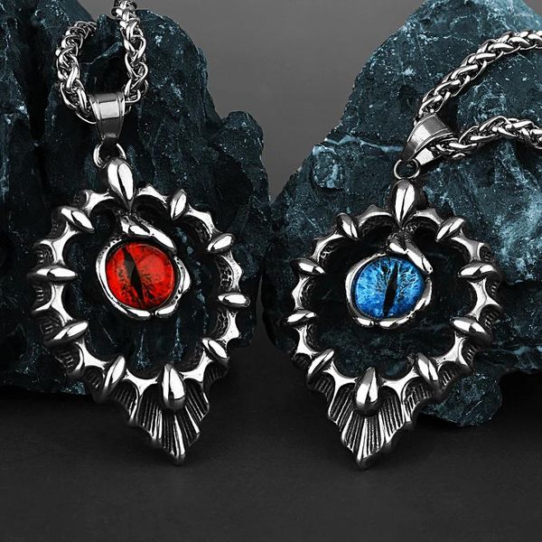 Colares pendentes retro fresco chama gem Demon Eye Eye Unissex Moda Personalidade 316L Jóias de Presente Anterior Anterior