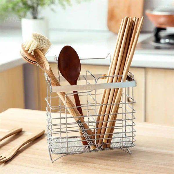 Organizzatore di stoccaggio della cucina per le bacchette domestiche strumenti per botti di boccone in acciaio inossidabile rack gage appenderla