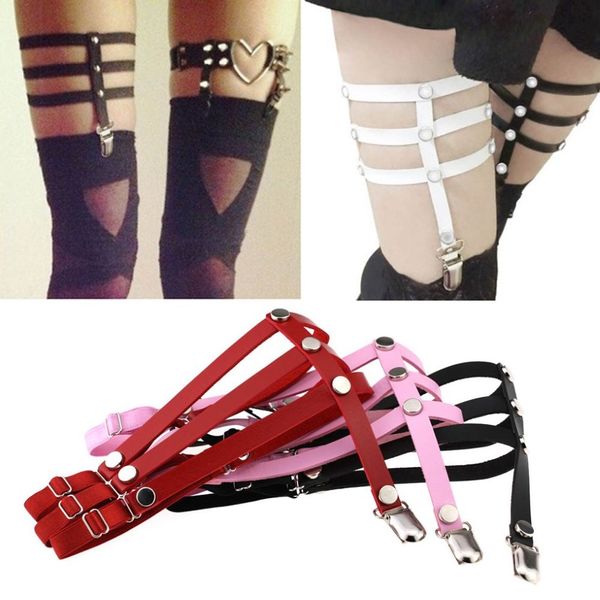 Donna sexy regolabile in pelle per la cinghia di giarrettiera in pelle pubblicabile sispendi per le gambe a rivestimento a rivestimento abbigliamento punk calze gotiche accessori per vestiti 272c