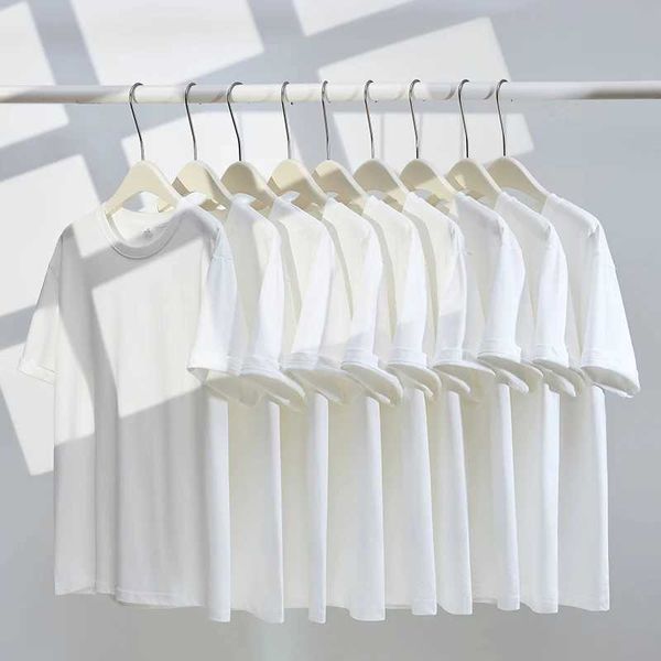 Erkek Tişörtler Kadınlar Düz Renk Pamuk T-Shirt Boyut 7 Yüksek kaliteli modaya uygun gündelik unisex O-Gell Summer FA Basic Loose Top H240508