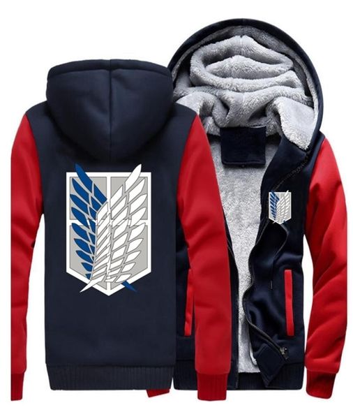 Angriff auf Titan Winter Cosplay Cosplay Scout Legion Jackets Sweatshirt Japan Anime Fleece Fleece mit Kapuze -Tracksuit Dicke Harajuku -Mäntel G09093358858