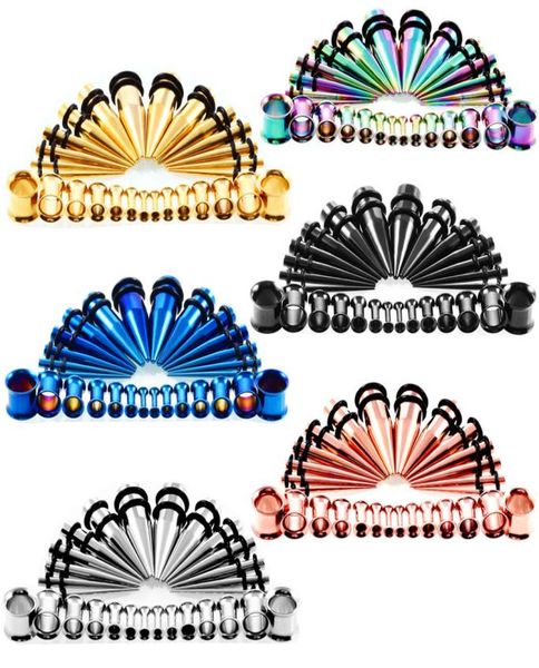 28pcs Ear afunilamento acrílico com plugue de alongamento Kit de carne Medidor de orelhas do túnel Gream Jóias de piercing 6 Color G86L4332808