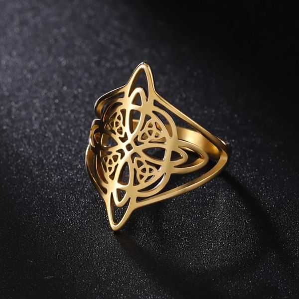 Anelli di nozze Skyrim Witchcraft Hitch Knot Aning Anelli di dito in acciaio inossidabile Wicca Triquetra Celtics Knot Amulet Protection Jewelry Women Uomini