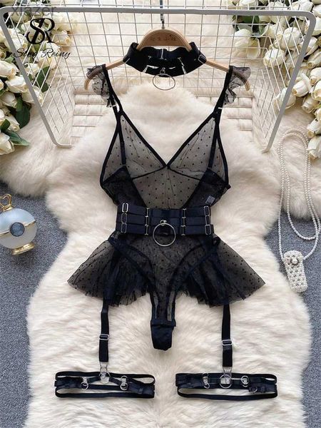 Сексуальная пижама Singreiny Shier Amority Corset Bodysuits Женская v nece gems gel Щабот для оболочки 2023 Женщины открытые промежнос