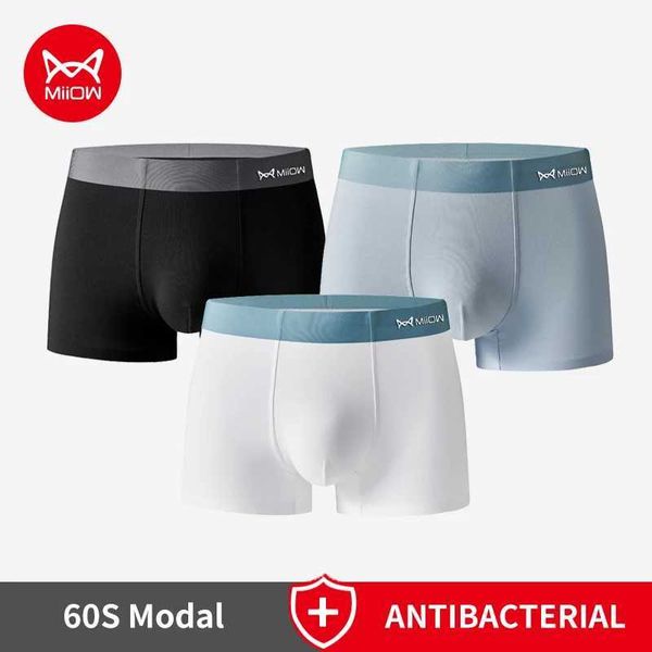 MUITAS MIIOW MODAL MENS Panties Definir algodão Antibacterial Crotch Man Boxer Briefs Men Menor Buscha Destas Male Boxers masculinos Y240507