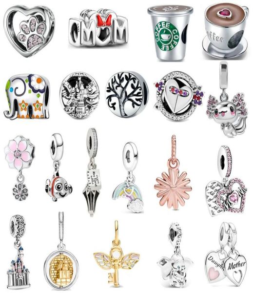 New S925 Sterling Silver Bad Charm Charm Coffee Caneca Original Pinglelet Pingente Moda Classic DIY Senhoras Mãe Jóia Presente2348417