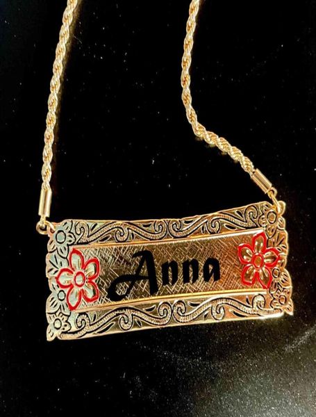 Cring Coco Nova Nome Personalizado Placa Colar Colar Polynia Jóias Wholale 14K Gold Hawaiian Pingente Colares