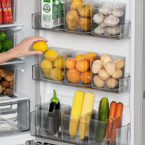 Garrafas de armazenamento Porta lateral Caixa de geladeira Classificação de frutas vegetais Preservação Ginger e alho