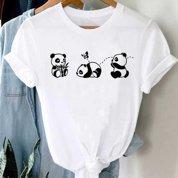 Женская футболка футболки Женщины 90-х годов Mujer Camisetas Panda Женская одежда для животных панда мультфильм стильный футболка Top Lady Print Sexy T футболка Y240506